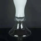 Vaso Alto Decorativo in Vetro Trasparente e Bianco Realizzato in Italia - Gondo Viadurini