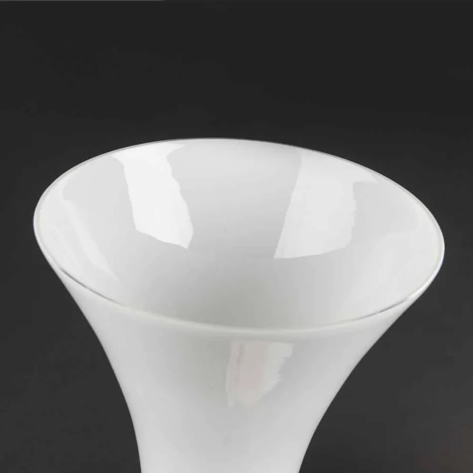 Vaso Alto Decorativo in Vetro Trasparente e Bianco Realizzato in Italia - Gondo Viadurini