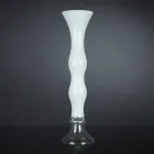 Vaso Alto Decorativo in Vetro Trasparente e Bianco Realizzato in Italia - Gondo Viadurini