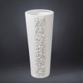 Vaso Alto in Ceramica Bianca con Decoro Realizzato a Mano in Italia - Calisto