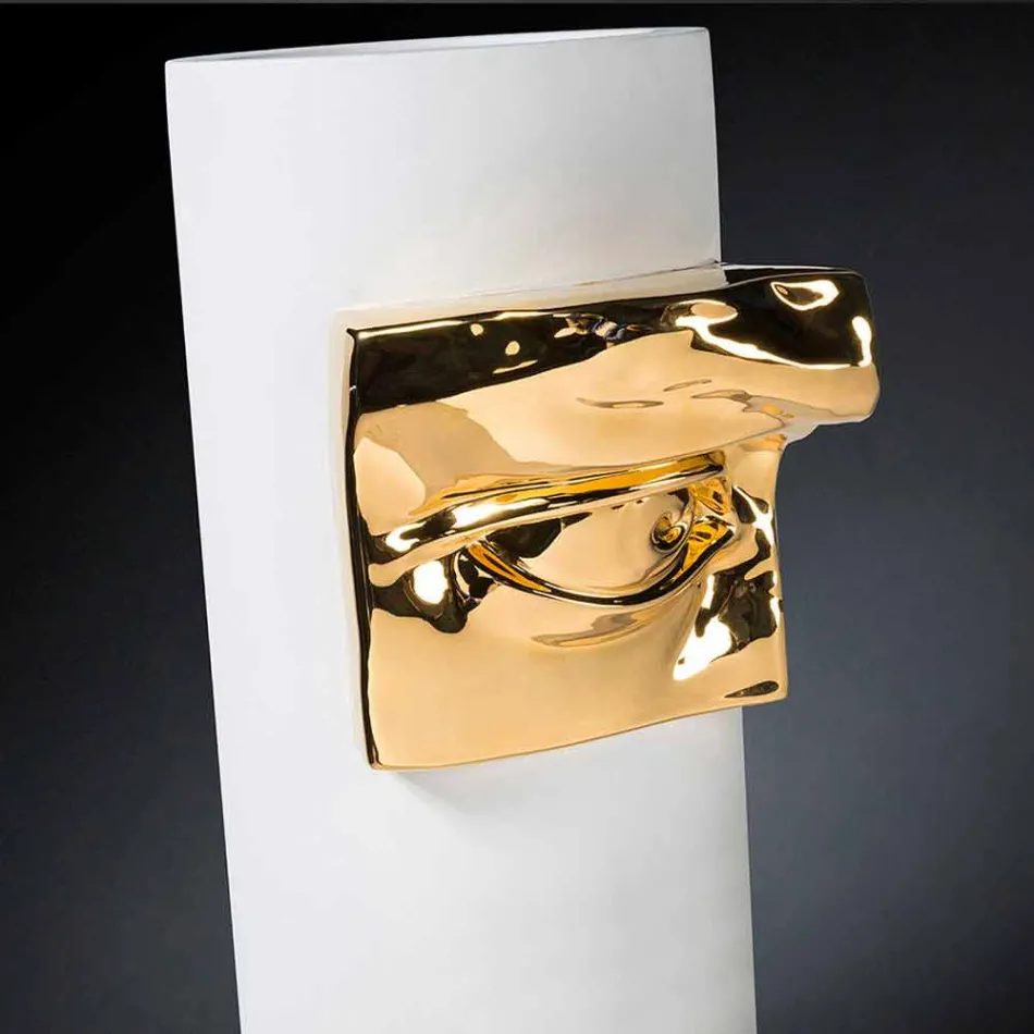 Vaso Alto in Ceramica Bianca con Dettaglio Colorato Realizzato in Italia - Monte Viadurini