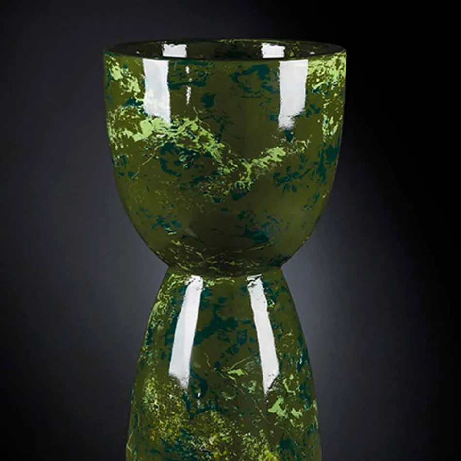 Vaso Alto in Polietilene Finitura Marmo o Radica Realizzato in Italia - Renata Viadurini