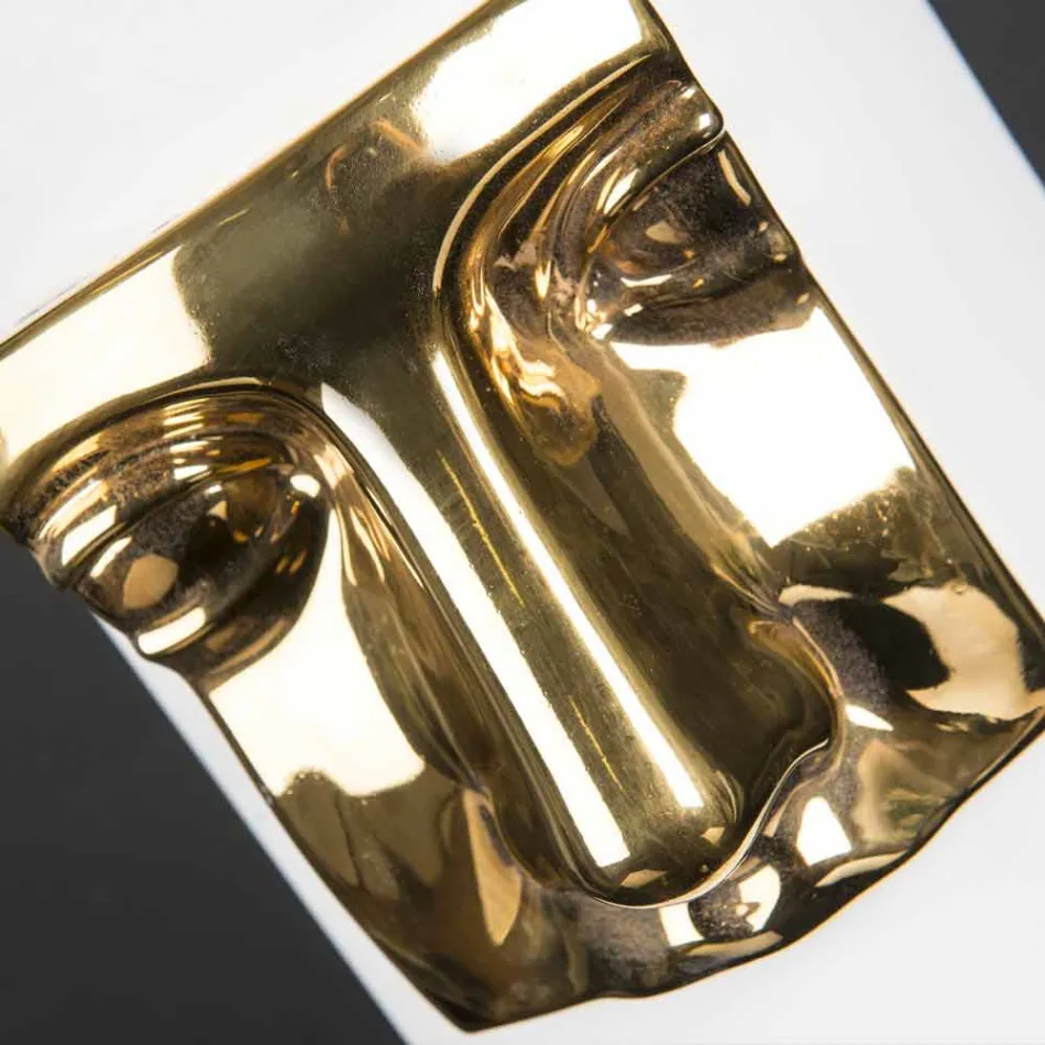 Vaso Alto Moderno in Ceramica Bianca con Inserto Colorato Made in Italy - Lexi Viadurini