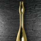 Vaso Alto Moderno in Resina Finitura Foglia Oro o Argento Made in Italy - Quarzo Viadurini
