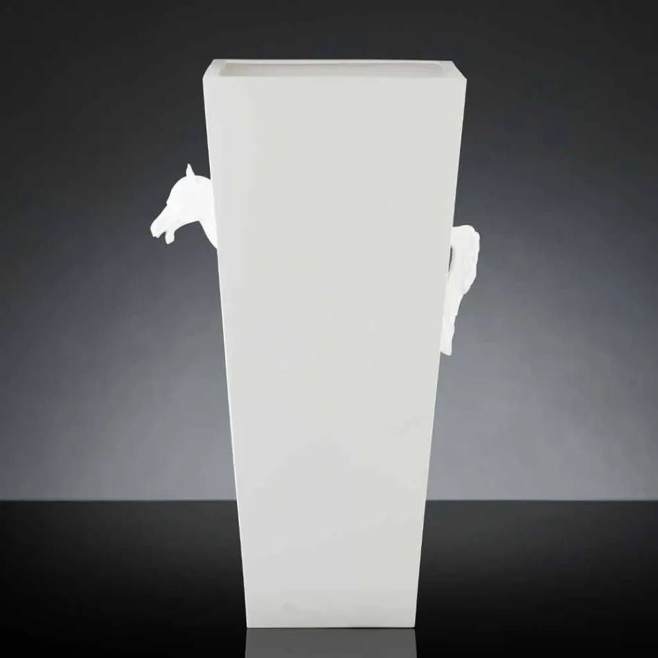 Vaso Alto per Interni in Ceramica Bianca Lavorata a Mano in Italia - Jacky Viadurini