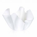 Vaso bianco da interno/esterno design drappeggiato Pina, made in Italy