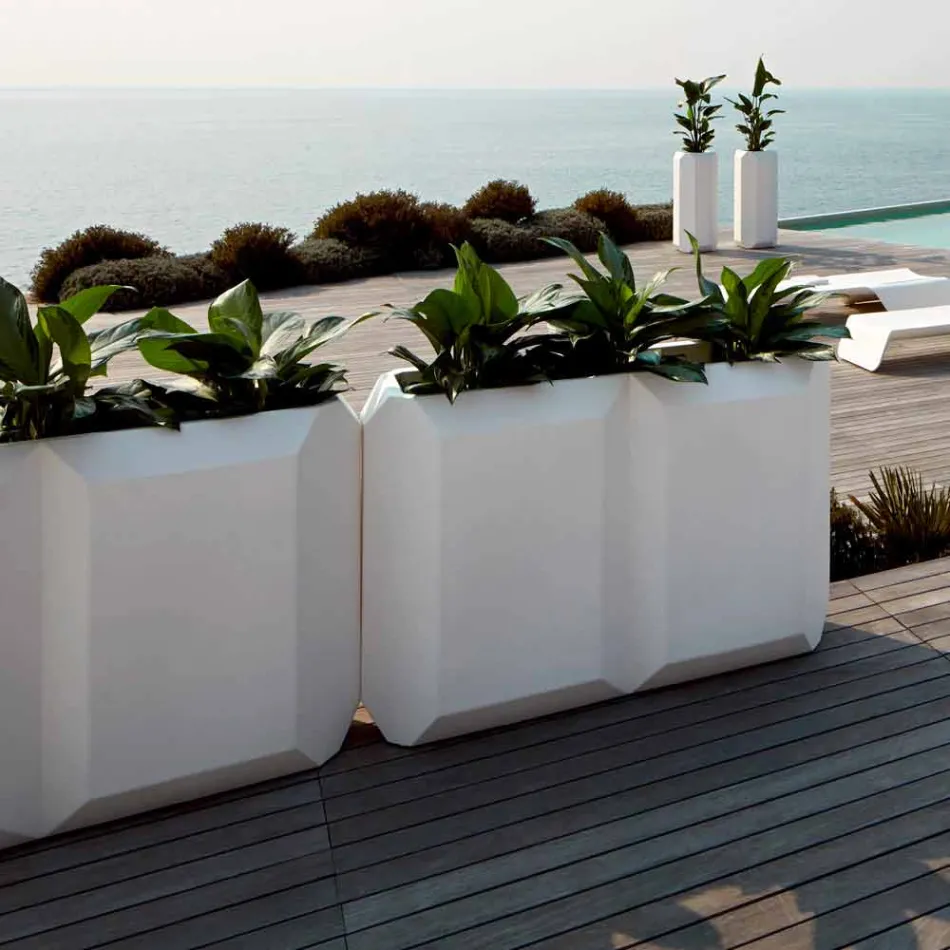 Vaso Bianco da Interno o Esterno in Plastica di 3 Misure - Gem by Myyour Viadurini