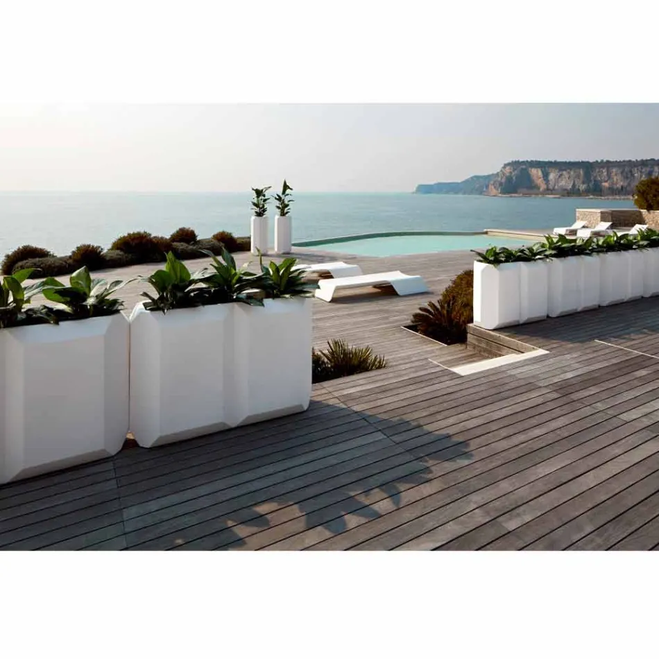 Vaso Bianco da Interno o Esterno in Plastica di 3 Misure - Gem by Myyour Viadurini