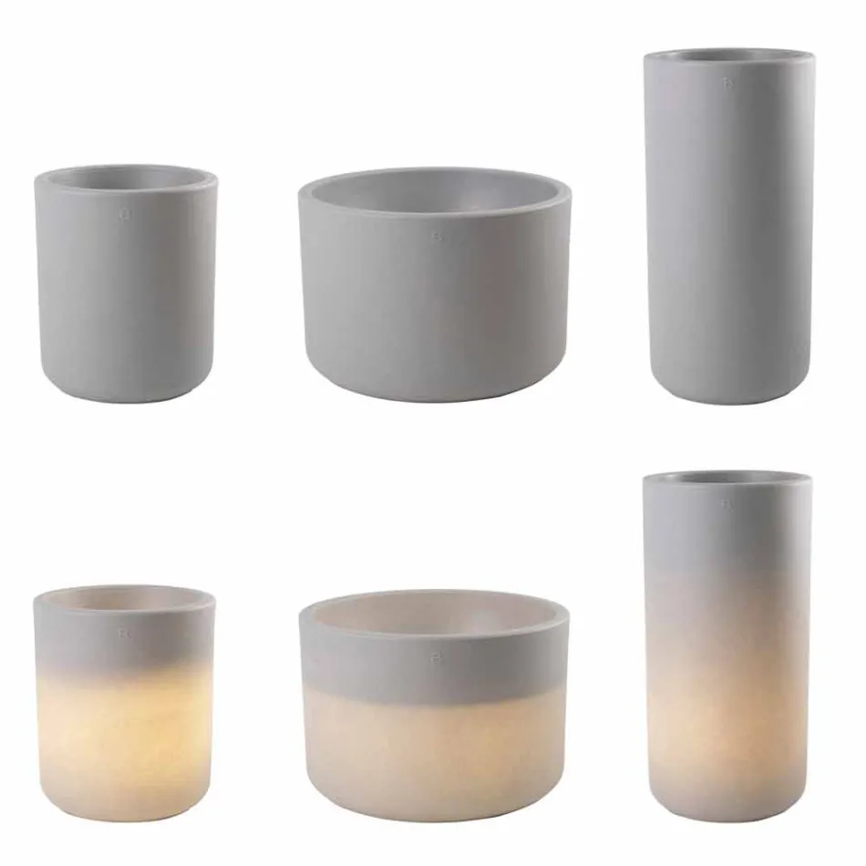 Vaso con Illuminazione Giardino o Salotto Design Moderno Colorato - Cilindrostar Viadurini