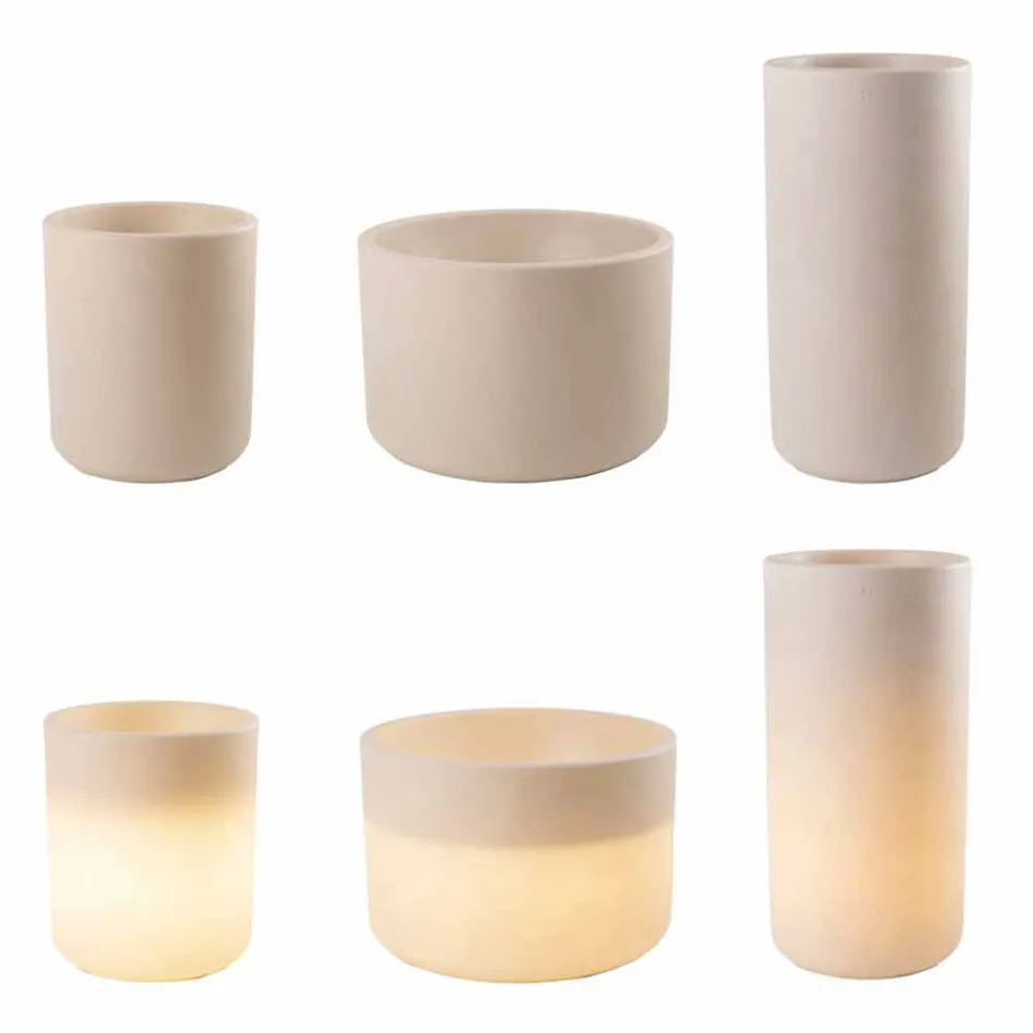 Vaso con Illuminazione Giardino o Salotto Design Moderno Colorato - Cilindrostar Viadurini