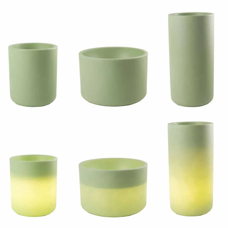 Vaso con Illuminazione Giardino o Salotto Design Moderno Colorato - Cilindrostar Viadurini