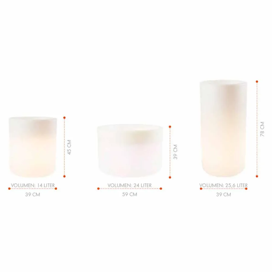 Vaso con Illuminazione Giardino o Salotto Design Moderno Colorato - Cilindrostar Viadurini