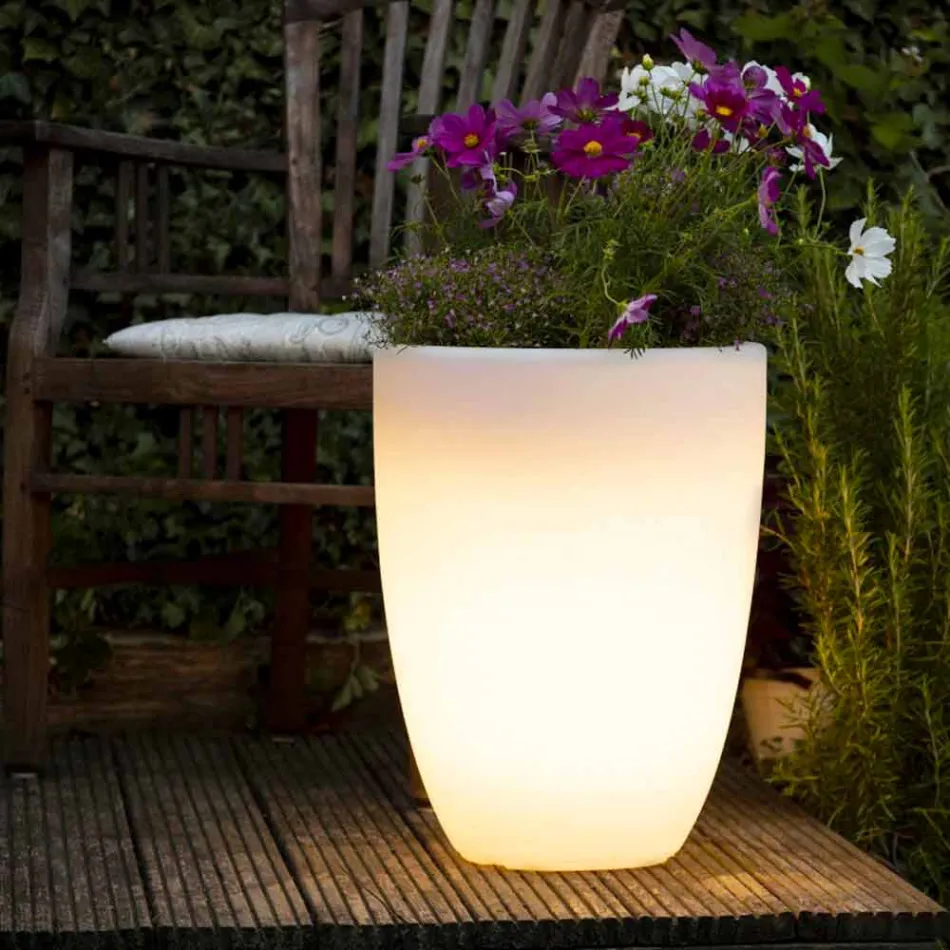Vaso con Illuminazione Led o Solare Design Moderno di Varie Misure - Svasostar Viadurini