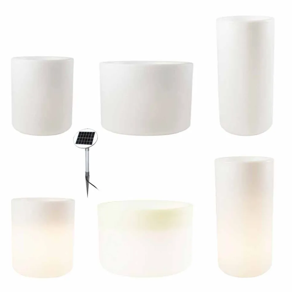 Vaso con Illuminazione Solare o Led Design da Interno o Esterno - Cilindrostar Viadurini