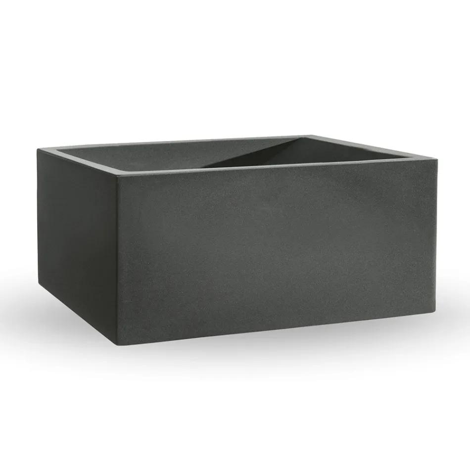 Vaso da Esterno in Polietilene Colorato Rettangolare Made in Italy - Gray Viadurini