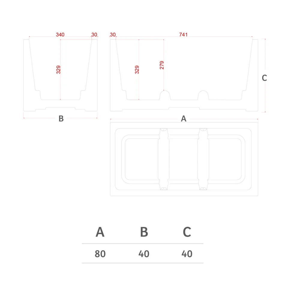 Vaso da Esterno in Polietilene Colorato Rettangolare Made in Italy - Gray Viadurini