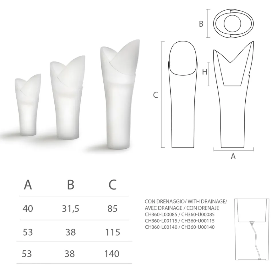 Vaso da Esterno Luminoso in Polietilene Bianco Made in Italy - Galileo Viadurini