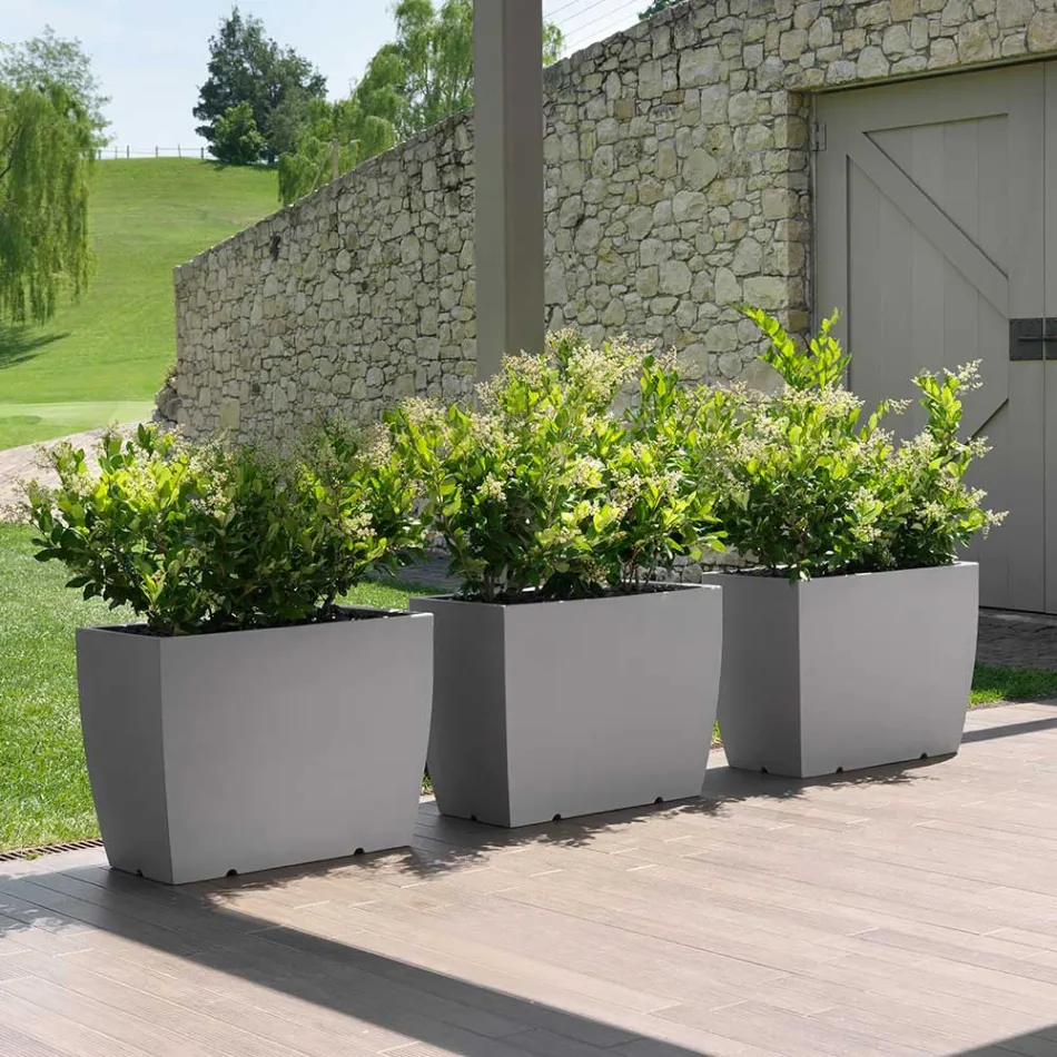 Vaso da Esterno Rettangolare in Polietilene Realizzato in Italia - Albarone Viadurini