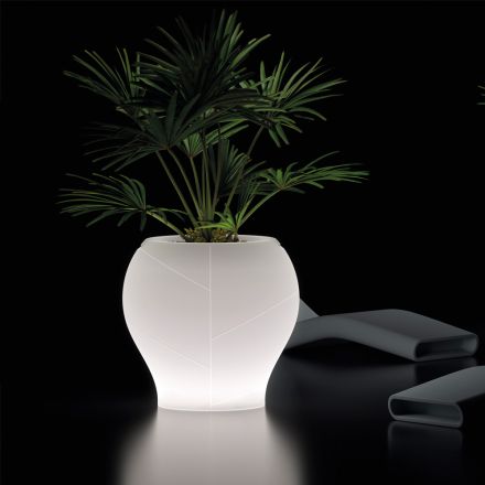 Vaso da Giardino Luminoso in Polietilene Bianco Made in Italy - Loto Viadurini