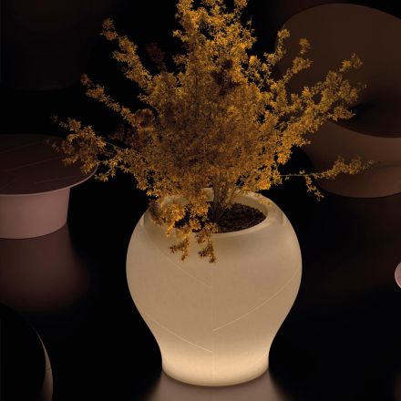 Vaso da Interni Luminoso in Due Misure in Polietilene Made in Italy - Loto Viadurini