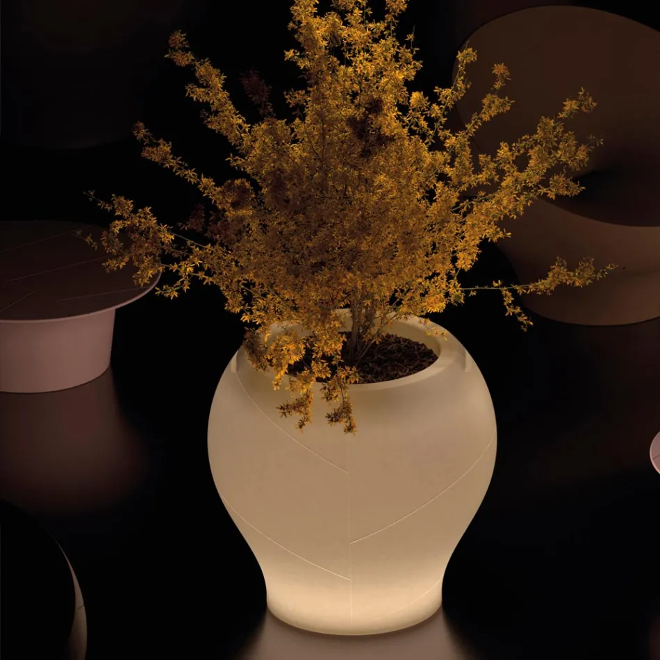 Vaso da Interni Luminoso in Due Misure in Polietilene Made in Italy - Loto Viadurini