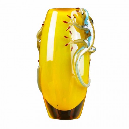 Vaso da Interno in Vetro Colorato con Gechi Fatto a Mano in Italia - Geco Viadurini