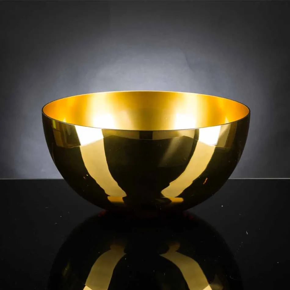 Vaso da Interno Tondo in Vetro Soffiato Finitura Oro 24k Made in Italy - Golden Viadurini