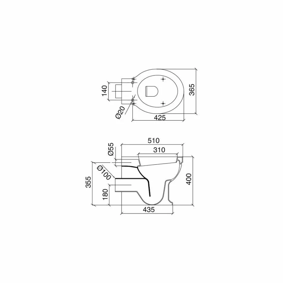 Vaso da Terra Back To Wall di Design Classico in Ceramica Made in Italy – Marwa Viadurini