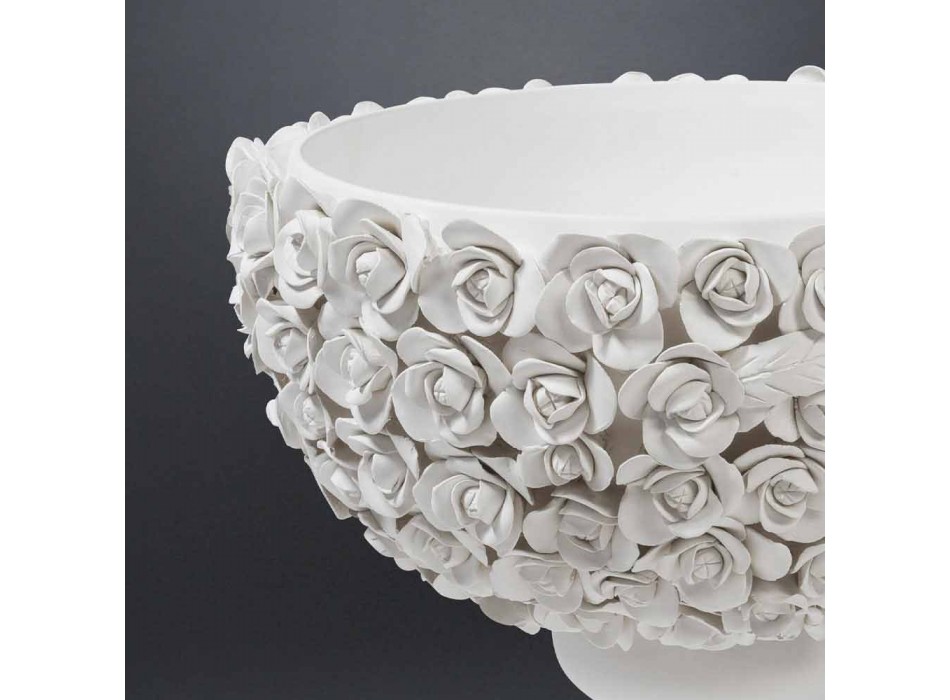 Vaso Decorativo da Interno in Ceramica Biana con Decoro Made in Italy - Camogli Viadurini