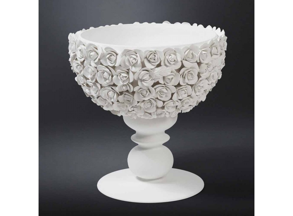 Vaso Decorativo da Interno in Ceramica Biana con Decoro Made in Italy - Camogli Viadurini