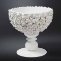 Vaso Decorativo da Interno in Ceramica Bianca con Decoro Made in Italy - Camogli