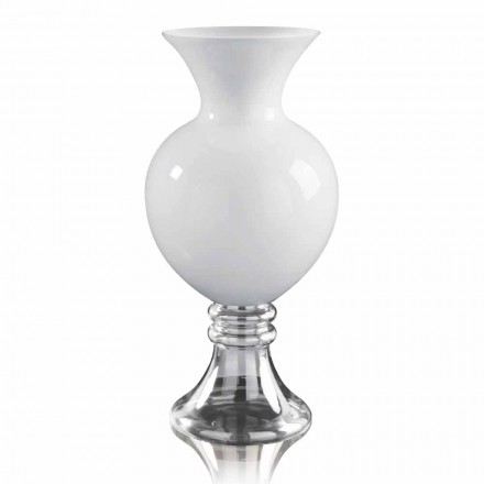 Vaso Decorativo da Interno in Vetro Bianco e Trasparente Made in Italy - Frodino Viadurini