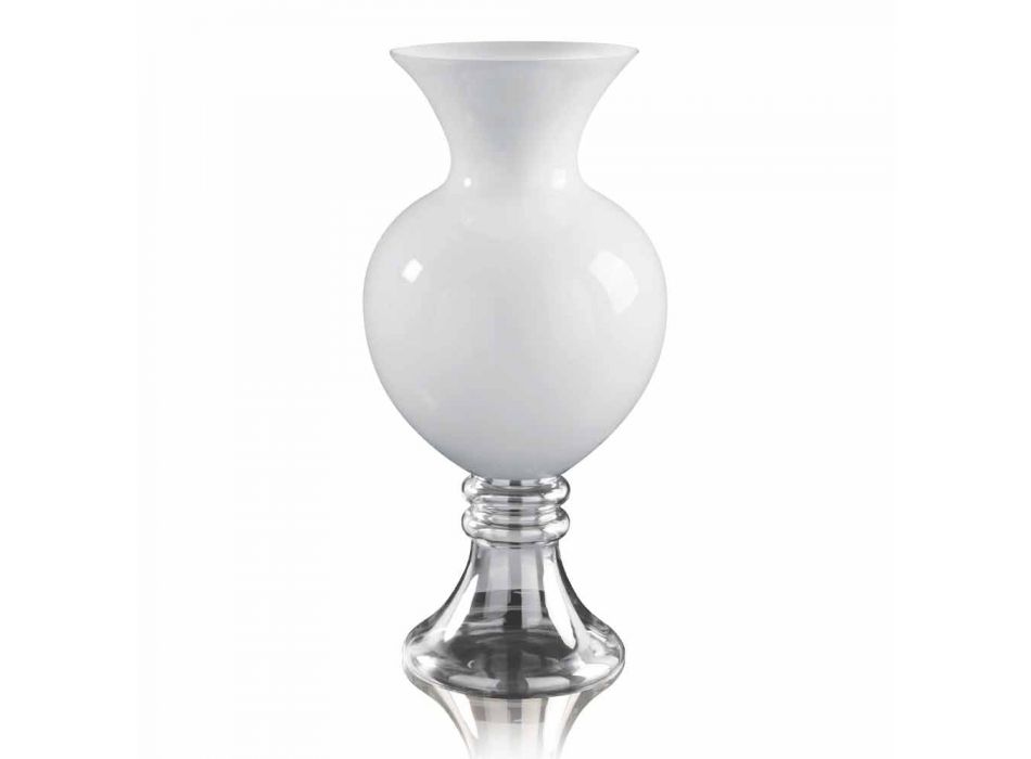 Vaso Decorativo da Interno in Vetro Bianco e Trasparente Made in Italy - Frodino Viadurini