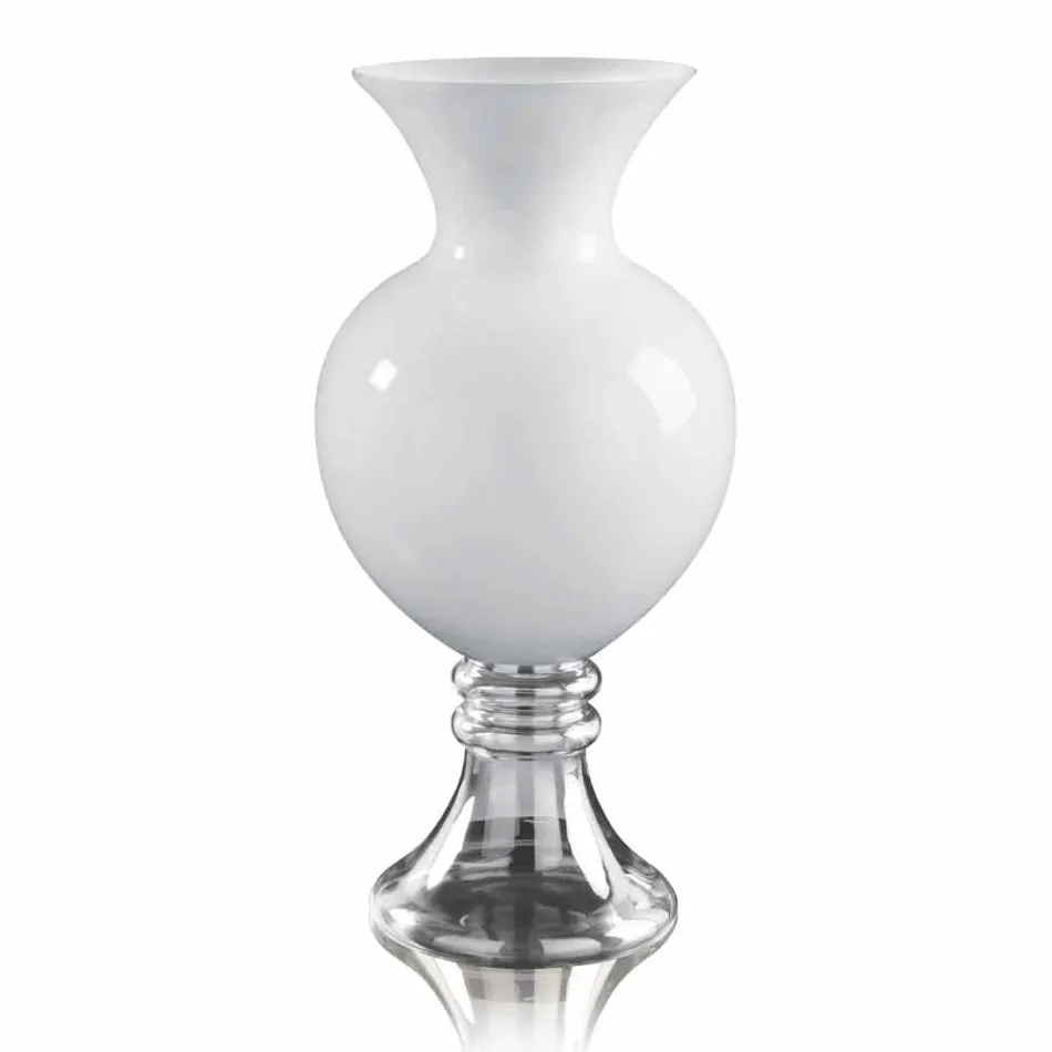 Vaso Decorativo da Interno in Vetro Bianco e Trasparente Made in Italy - Frodino Viadurini