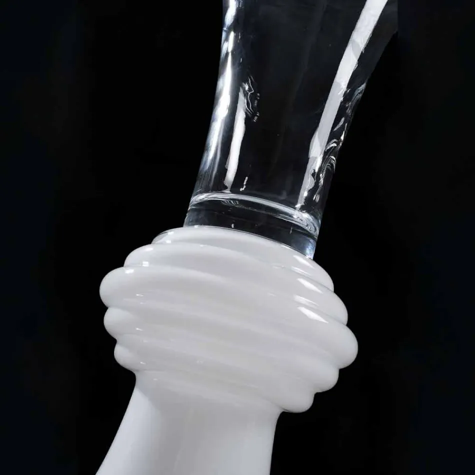 Vaso Decorativo da Interno in Vetro con Base Bianca Realizzato in Italia - Catia Viadurini
