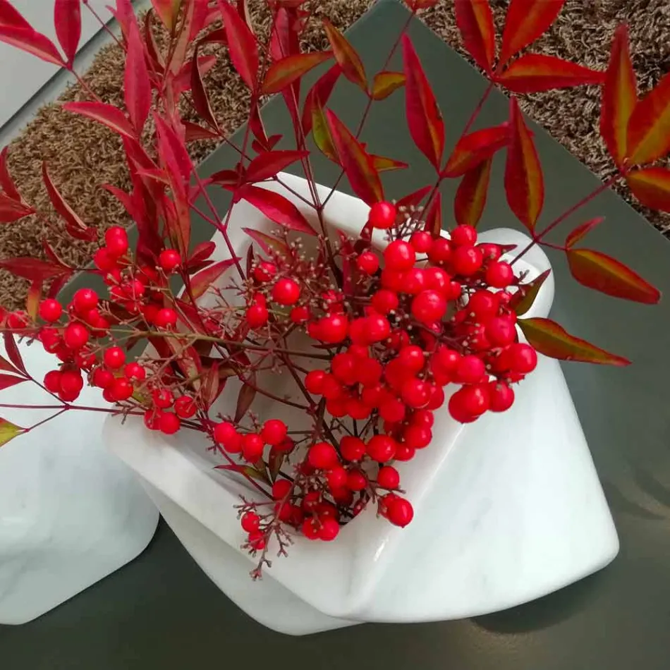 Vaso Decorativo di Design in Marmo Bardiglio o di Carrara Made in Italy - Prisma Viadurini