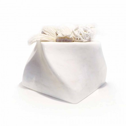 Vaso Decorativo di Design in Marmo Bardiglio o di Carrara Made in Italy - Prisma Viadurini