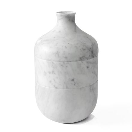 Vaso Decorativo in Marmo Bianco di Carrara Design di Lusso Italiano - Calar Viadurini