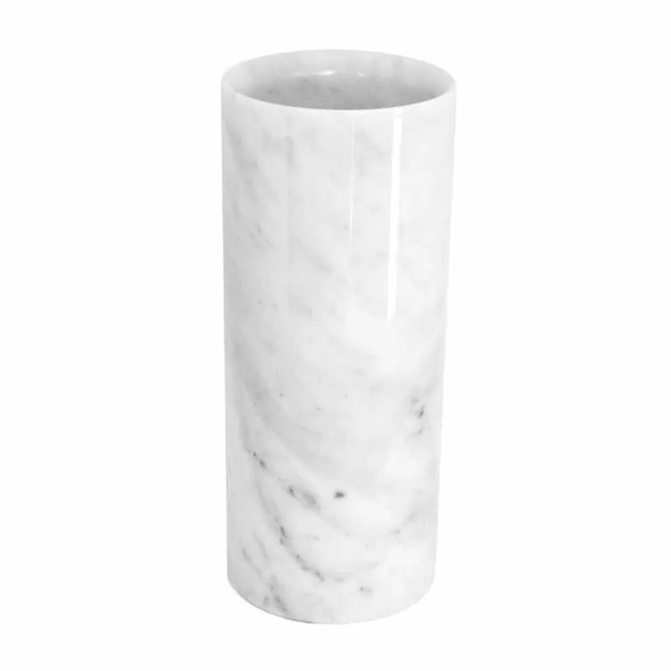 Vaso Decorativo in Marmo Bianco di Carrara di Design Made in Italy - Nevea Viadurini
