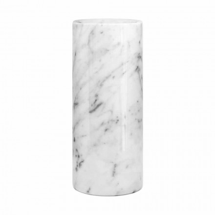 Vaso Decorativo in Marmo Bianco di Carrara di Design Made in Italy - Nevea Viadurini