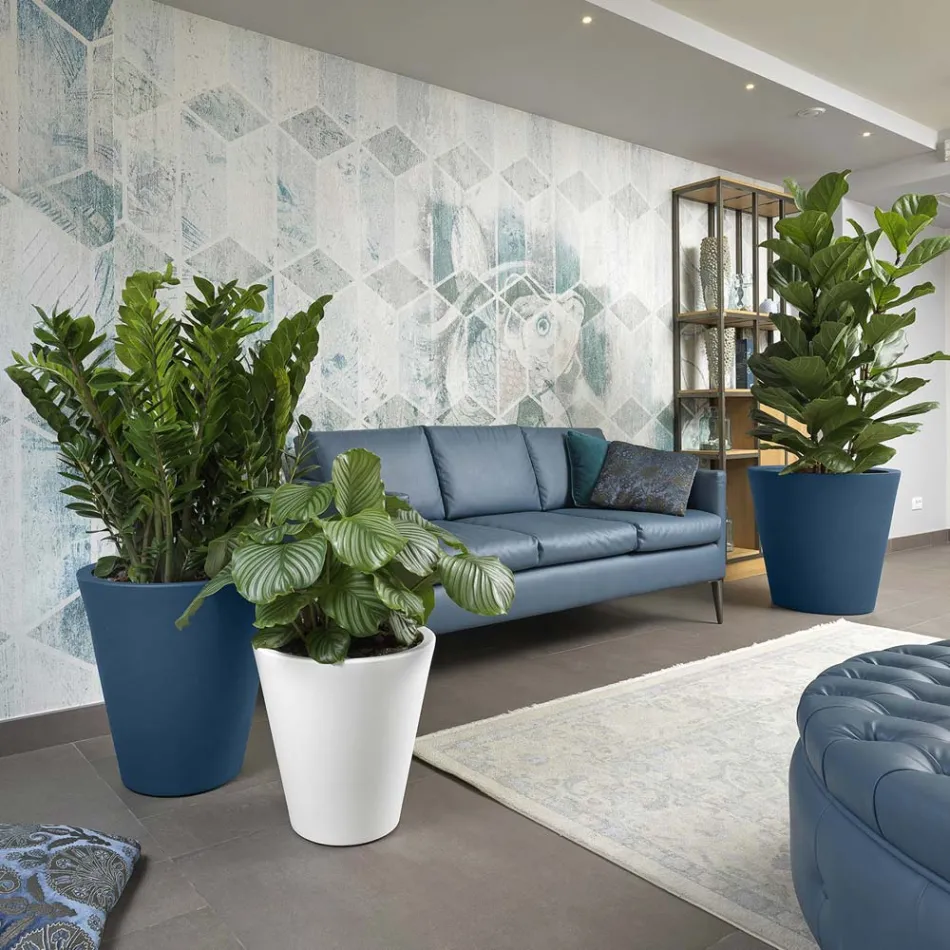 Vaso Decorativo in Polietilene Colorato Rotondo Made in Italy - Mengo Viadurini