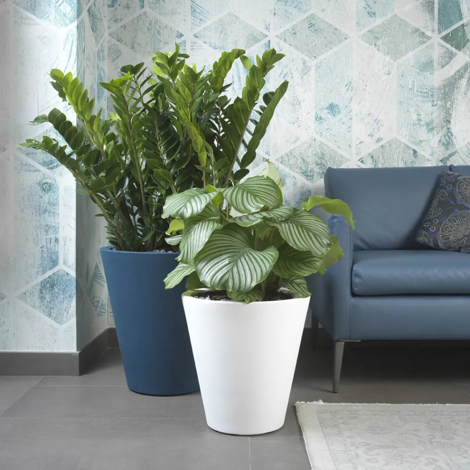 Vaso Decorativo in Polietilene Colorato Rotondo Made in Italy - Mengo Viadurini