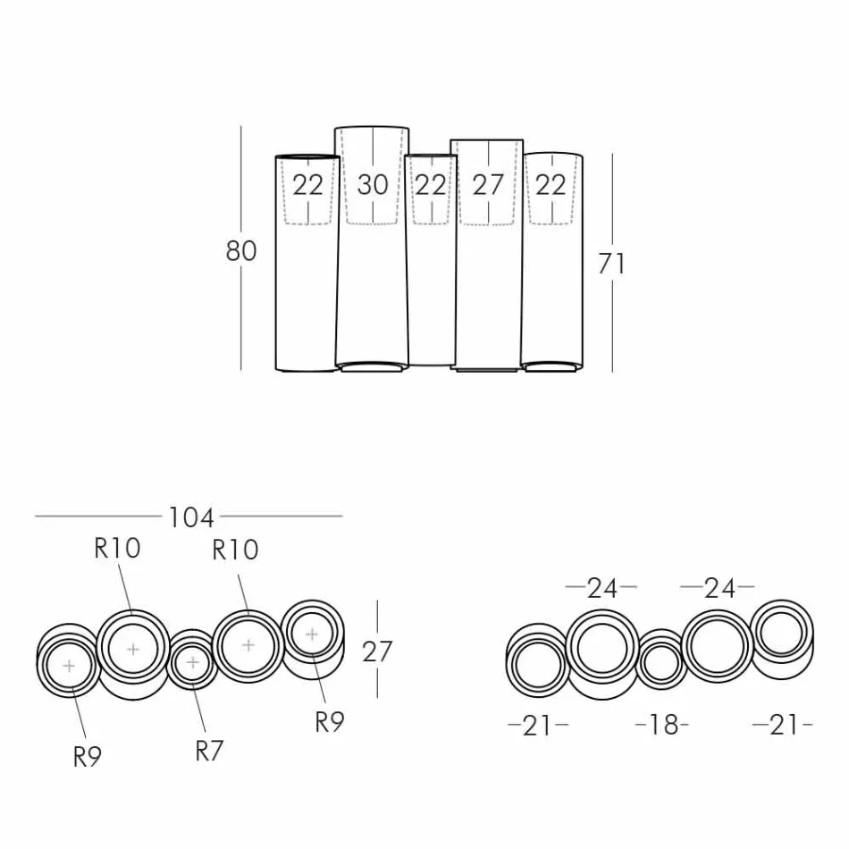 Vaso decorativo luminoso Slide Bamboo di design moderno made in Italy Viadurini