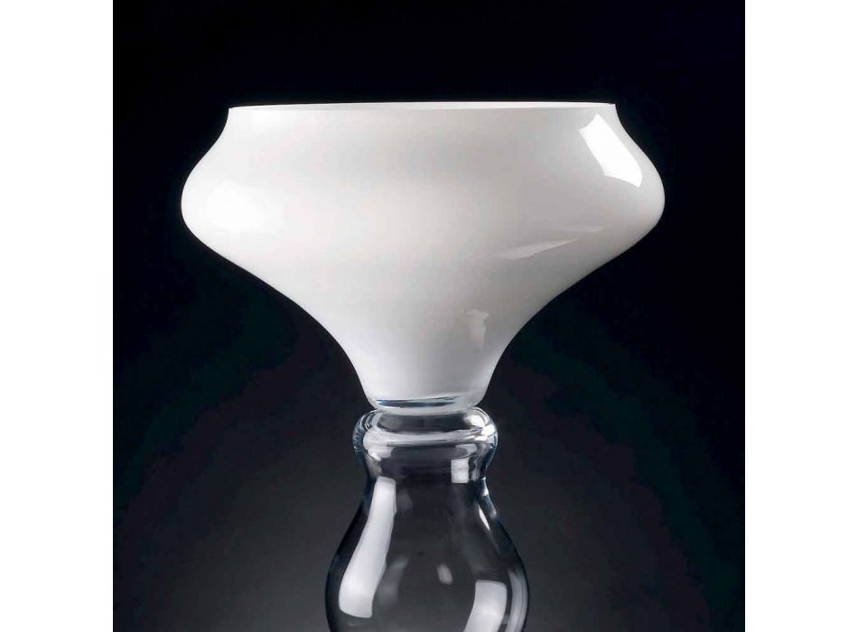 Vaso Decorativo Moderno in Vetro Bianco e Trasparente Made in Italy - Vulcano Viadurini