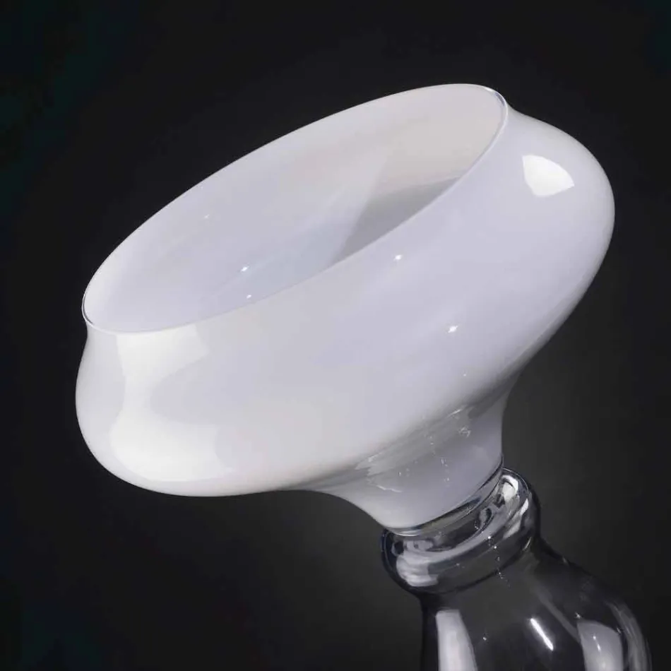 Vaso Decorativo Moderno in Vetro Bianco e Trasparente Made in Italy - Vulcano Viadurini