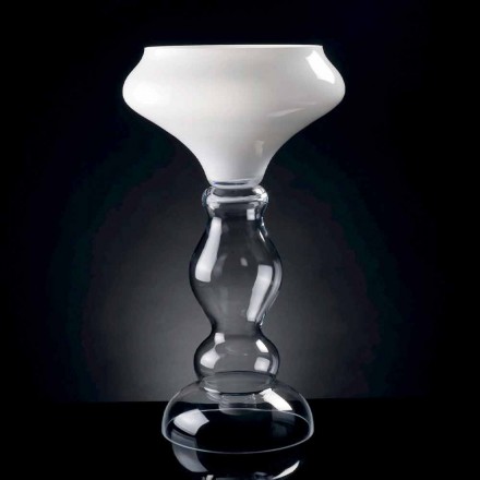 Vaso Decorativo Moderno in Vetro Bianco e Trasparente Made in Italy - Vulcano Viadurini