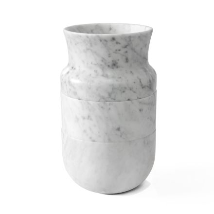 Vaso Decoro in Marmo Bianco di Carrara e Nero Marquinia Design - Calar Viadurini