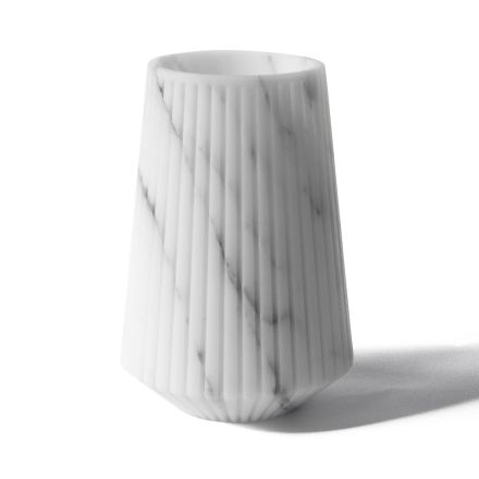 Vaso di Decoro Marmo Bianco Carrara o Nero Portoro a Righe Design - Cairo Viadurini
