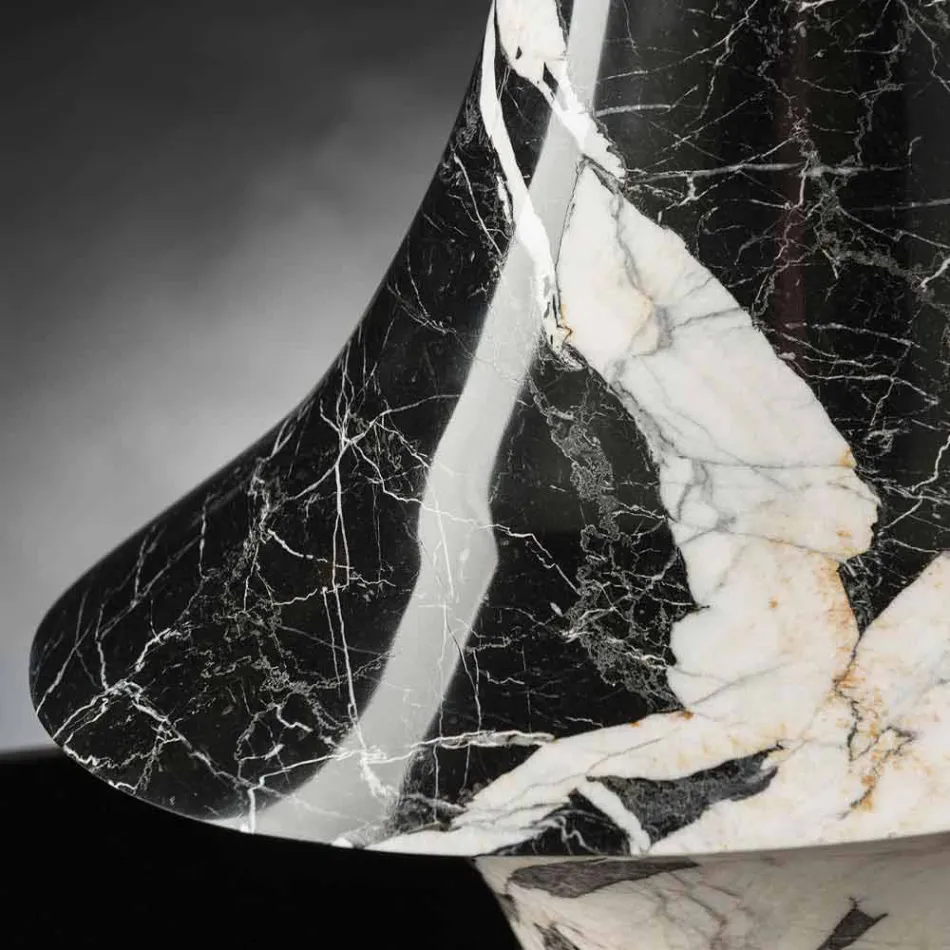 Vaso Elegante per Interni in Marmo Bianco e Nero Made in Italy - Originale Viadurini