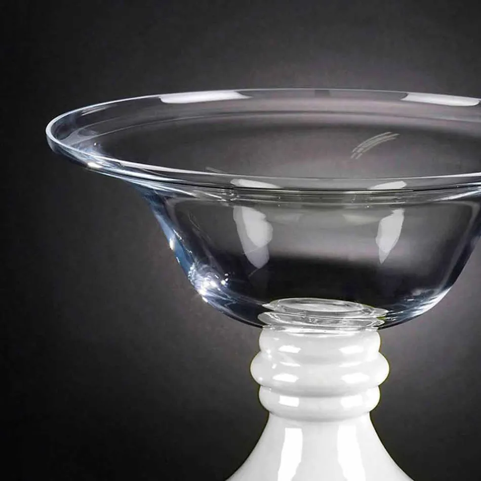 Vaso Elegante per Interni in Vetro Bianco e Trasparente Made in Italy - Allegra Viadurini
